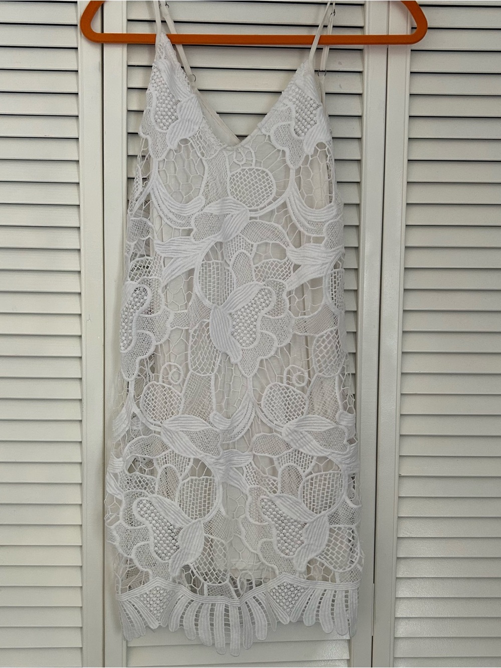 Express White Floral Crochet Slip Mini Dress